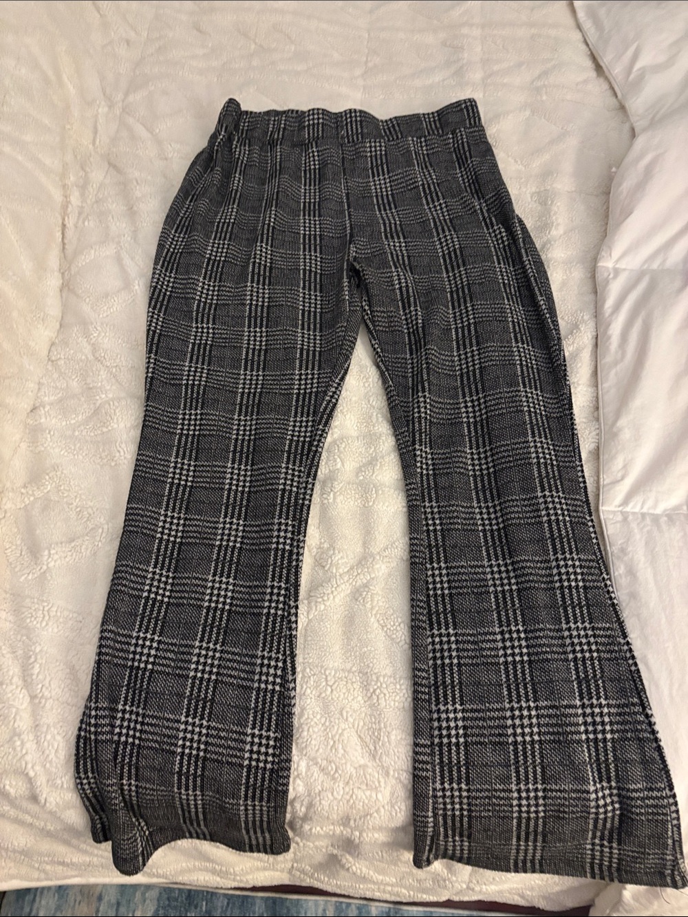 silence + noise Black and White Plaid Knit Wide Leg Pants